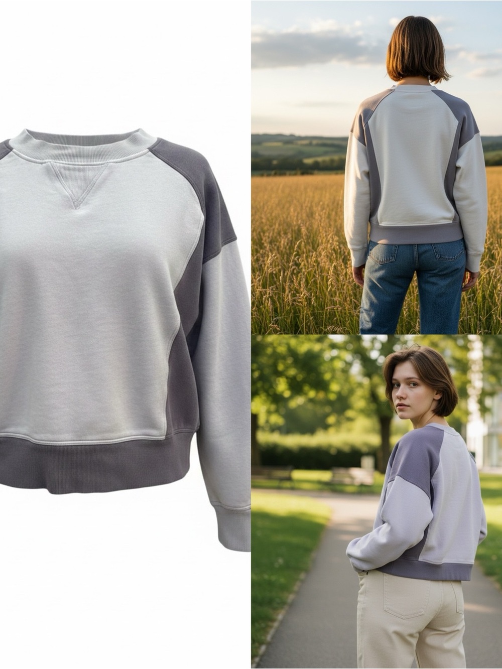 DKNY Purple & Lilac Color Block Fleece Pullover Long Sleeve Sweatshirt Women’s S